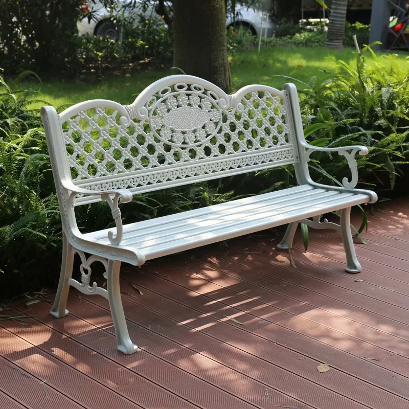 Wooden chair outdoor park chair garden leisure chair square chair environmental protection bench outdoor garden iron bench assem