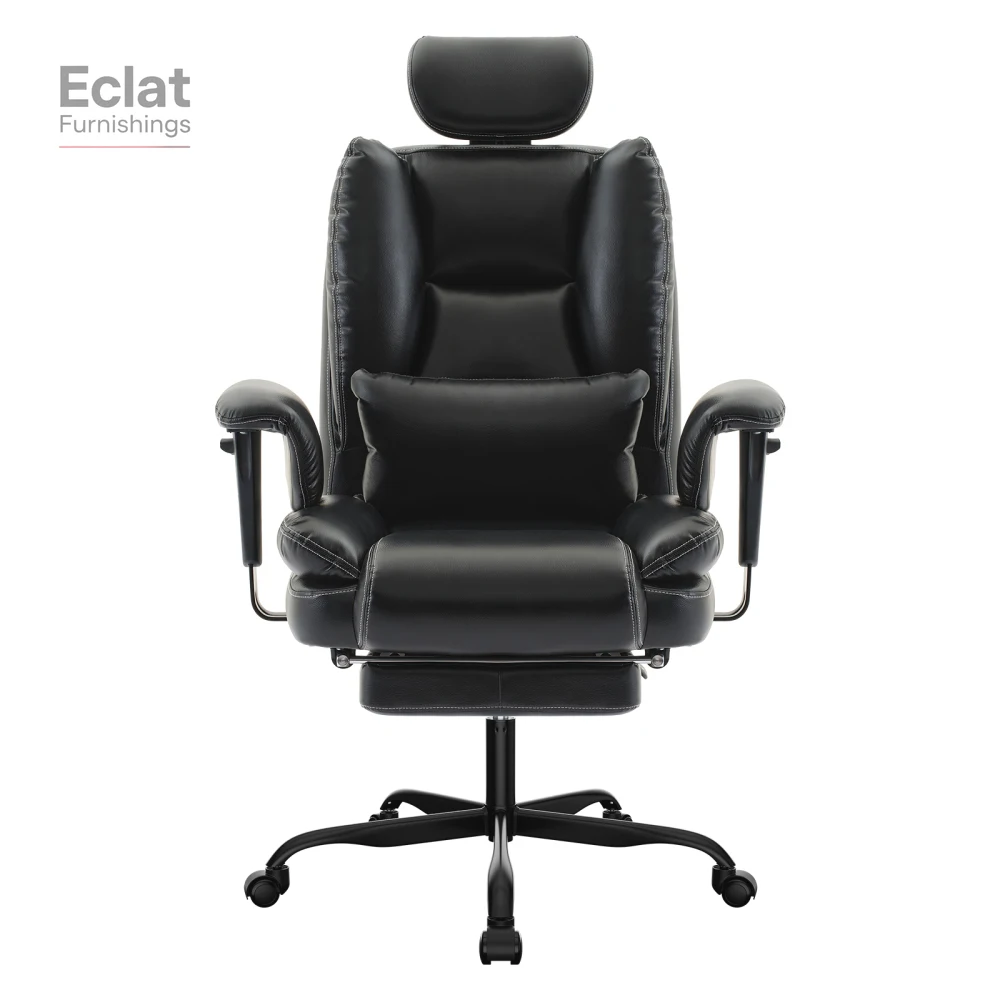 

Office Chair Ergonomic 200 kg PU Leather Computer Chair with Lumbar Support and High Backrest,Chair with Liftable Headrest,Black