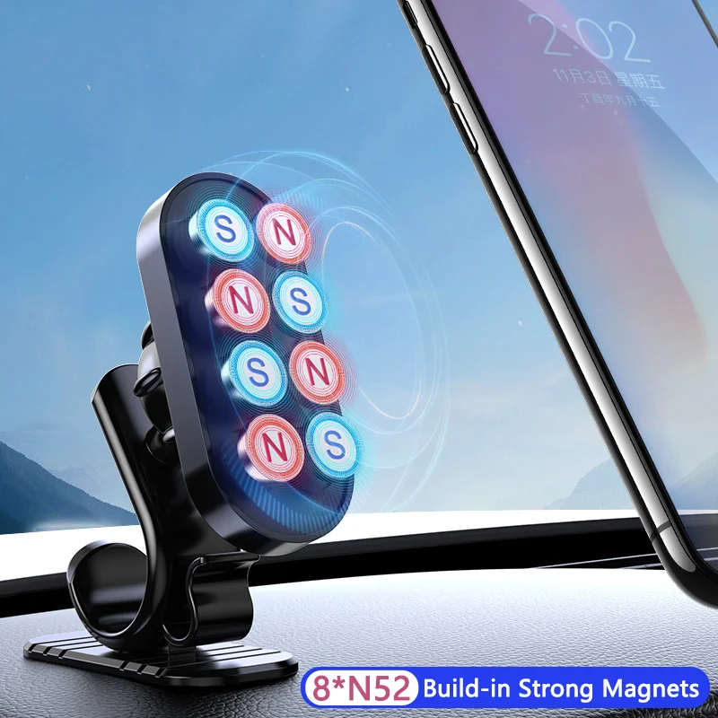 D6 Magnetic Mobile Phone Holder in Car 360 Rotating Mini Stand Mount Mobile Phone Bracket Cable Holder Stander Bottom Sticker