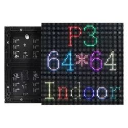 실내 P3 RGB LED 매트릭스 스크린 모듈, 고해상도, 1/32 스캔, 사인 LED 디스플레이 패널, 64x64 픽셀, 192x192mm