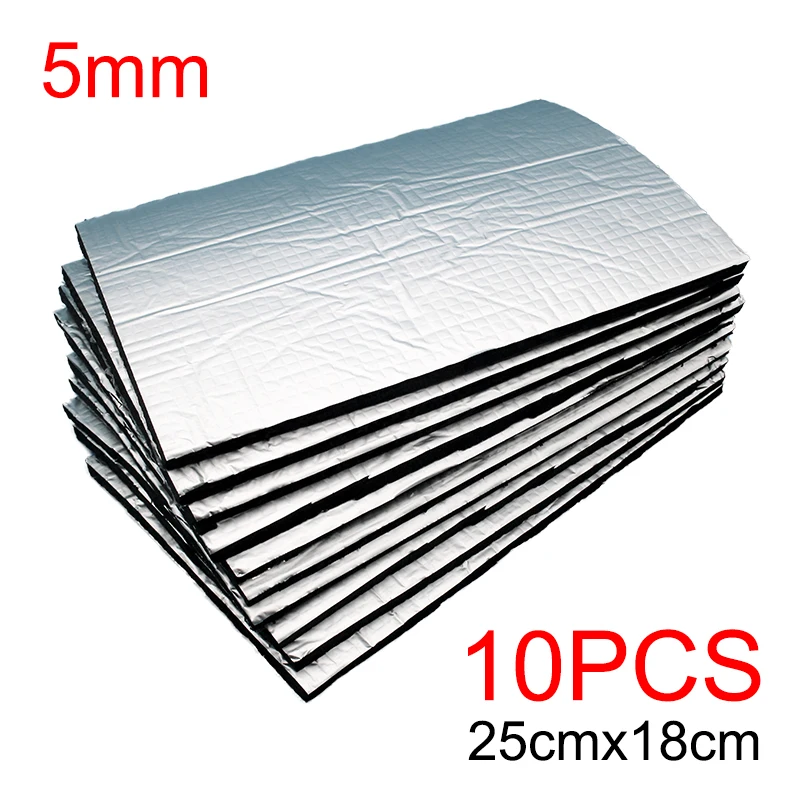 10 Sheets Sound Deadener Heat Insulation Mat Car Van Sound Proofing Deadening Insulation Car Hood Insulation Silent 5mm