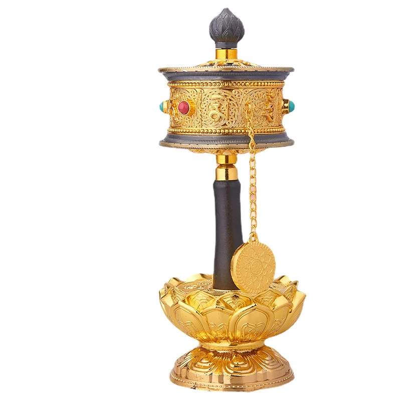 Prayer Barrel Prayer Wheel Hand-Cranking Prayer Wheel Household Small Guanyin Heart Mantra Ruyi Dharma-Vessel