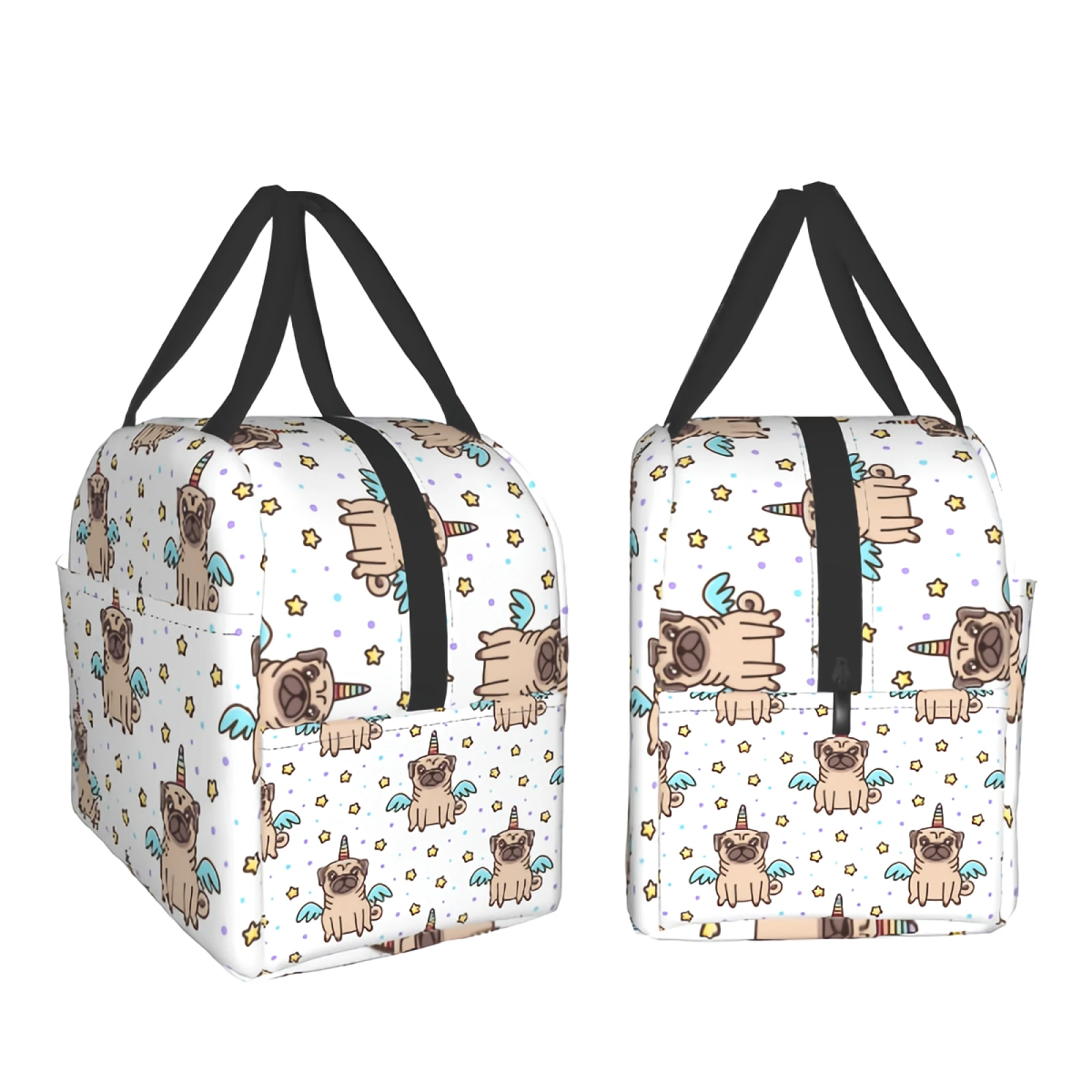 Pug Lunch box Insulated Soft Bag Cooler Back to Thermal Meal Tote  Reusable Portable Cooler Lunch Box for Office School Picnic