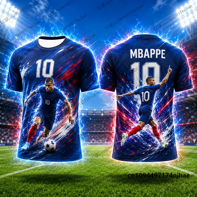 2026 Neuerscheinung Sonderedition Mbappe # 10 bedruckte Fußballtrikots für Kinder, T-Shirts, Sport-Trainings-T-Shirts, lässige Oberteile für Kinder/Erwachsene – Detail 7