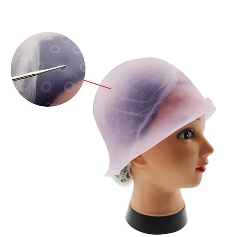 

1PC Silicone Hair Coloring Cap With Hook Needle Pro Hair Color Dye Highlighting Reusable Set Frosting Dyeing Tools Beauty Salon