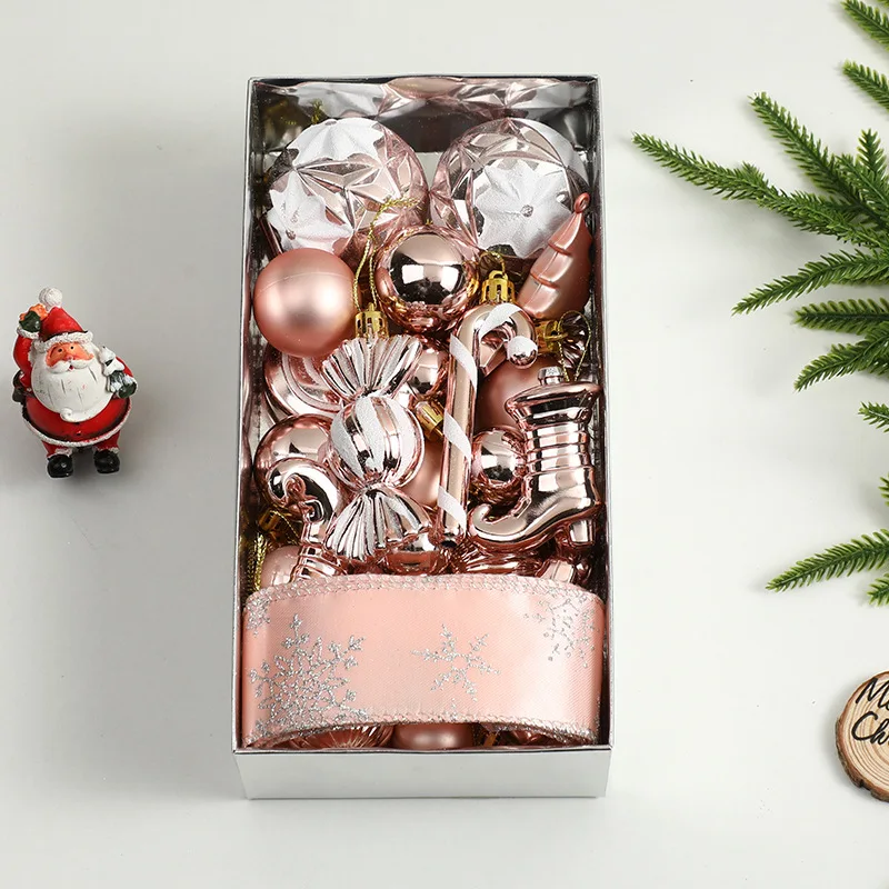 2Boxes Christmas Ornaments Christmas Ball Pendant Set Box Christmas Tree Ribbon Pendant Holiday Dress
