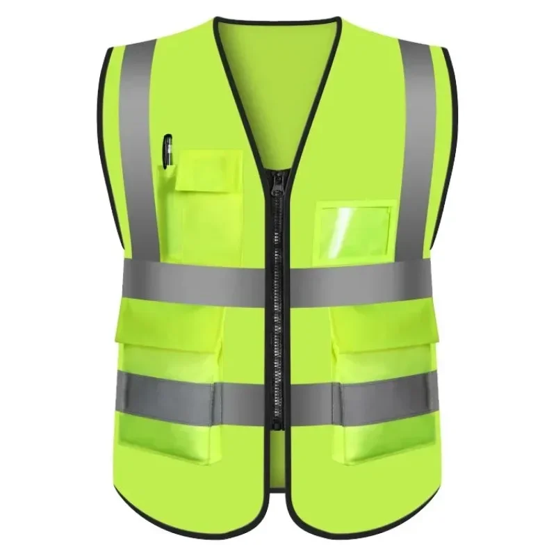 2024 Nieuwe Multi-Pocket Reflecterende Veiligheidsvest En Veiligheidshelm Felle Kleur Verkeersvest Spoorwegmijnwerkers Uniform Ademend