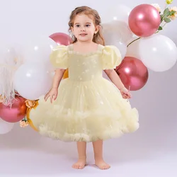 Baby Girl 1st Birthday Party Baptism Dresses Flower Girls Wedding Bridesmaid Layered Dress Toddler Kids Fluffy Summer Casual Wea