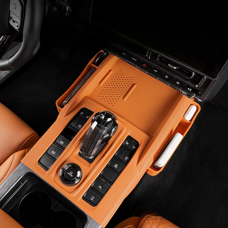 For Haval H9 2024-2025 Silicone Brown Car Gear Pad Storage Box Mobile Phone Storage Box Interior Accessories