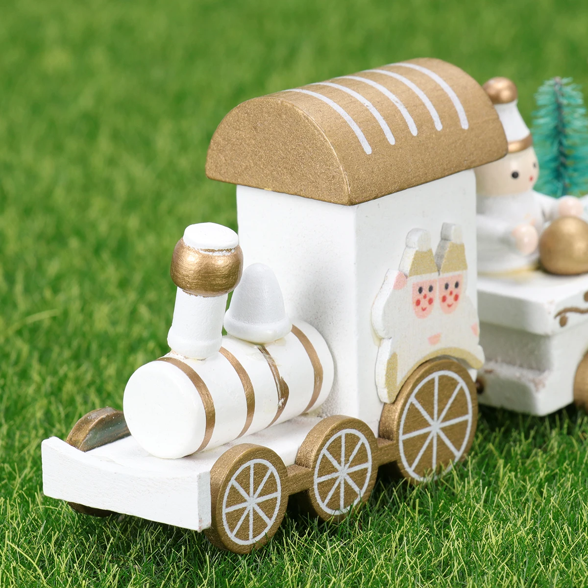 

Christmas Party Decoration Mini Wooden Train Kids Table Window Supplies Creative Toy Cartoon Bamboo Four-section