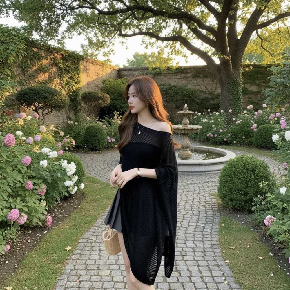 Pullovers Stripe Patchwork Crochet Hollow Top Transparent Loose Sunscreen Cover Up Irregular Thin Beach Cloak Beach
