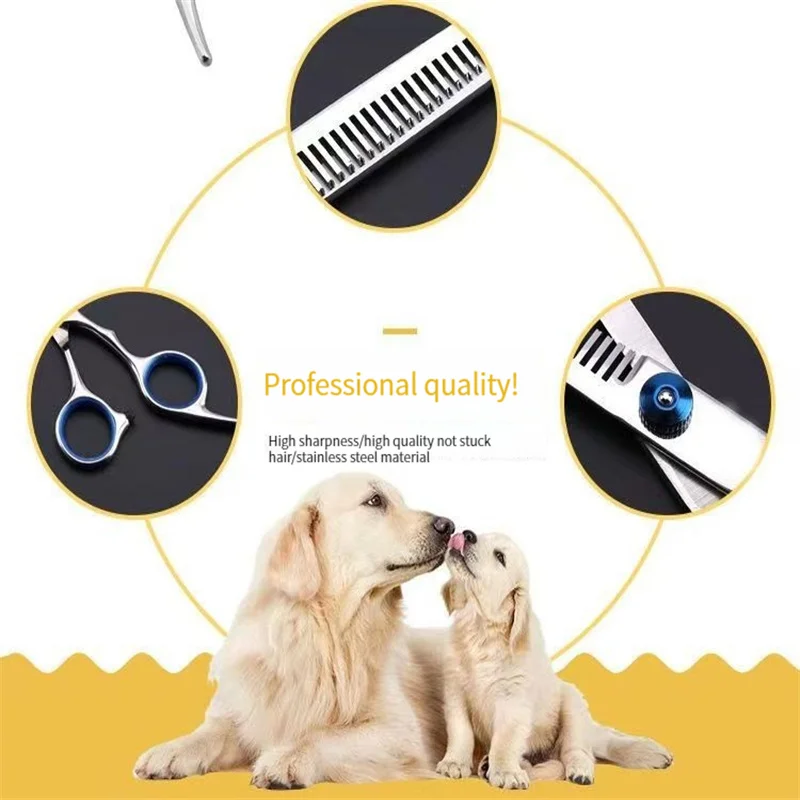 Pet Grooming Scissors ,5 in 1 Dog Grooming Stainless Scissors Comb Set，Sharp Durable Shears Comb Remove Lice for Dogs and Cats