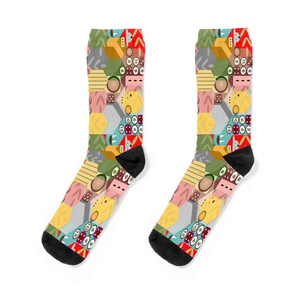 

Hexagonal Bauhaus style repeatable - Hommage to Catan's game Socks Running hiking winter gifts Luxury Woman Socks Men's