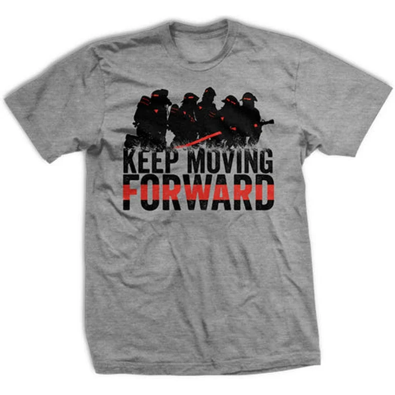 Keep Moving Forward (Fire) Firefighters Silhouette T Shirt. Short Sleeve 100% Cotton Casual T-shirts Loose Top Size S-3XL