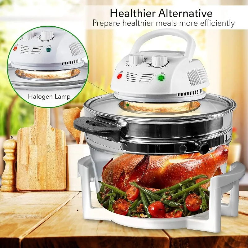 

Air fryer, infrared convection, halogen oven countertop, cooking, stainless steel, 13 qt 1200W, prepare quick and healthy meals