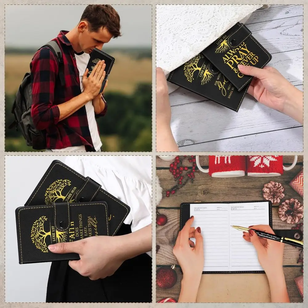 Bulk Christian Christmas Gifts: Leather Notebooks & Pens for Church, Bible Study, and Prayer Journals (Tree of Life Design)
