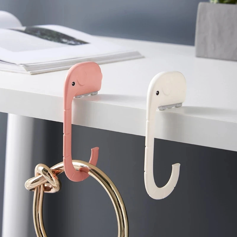 1/2PCS Table Hook Non-marking Plastic Cute Key Rack Home Women Handbag Organizer Office Storage Hanger Hooks Desk Side Hook