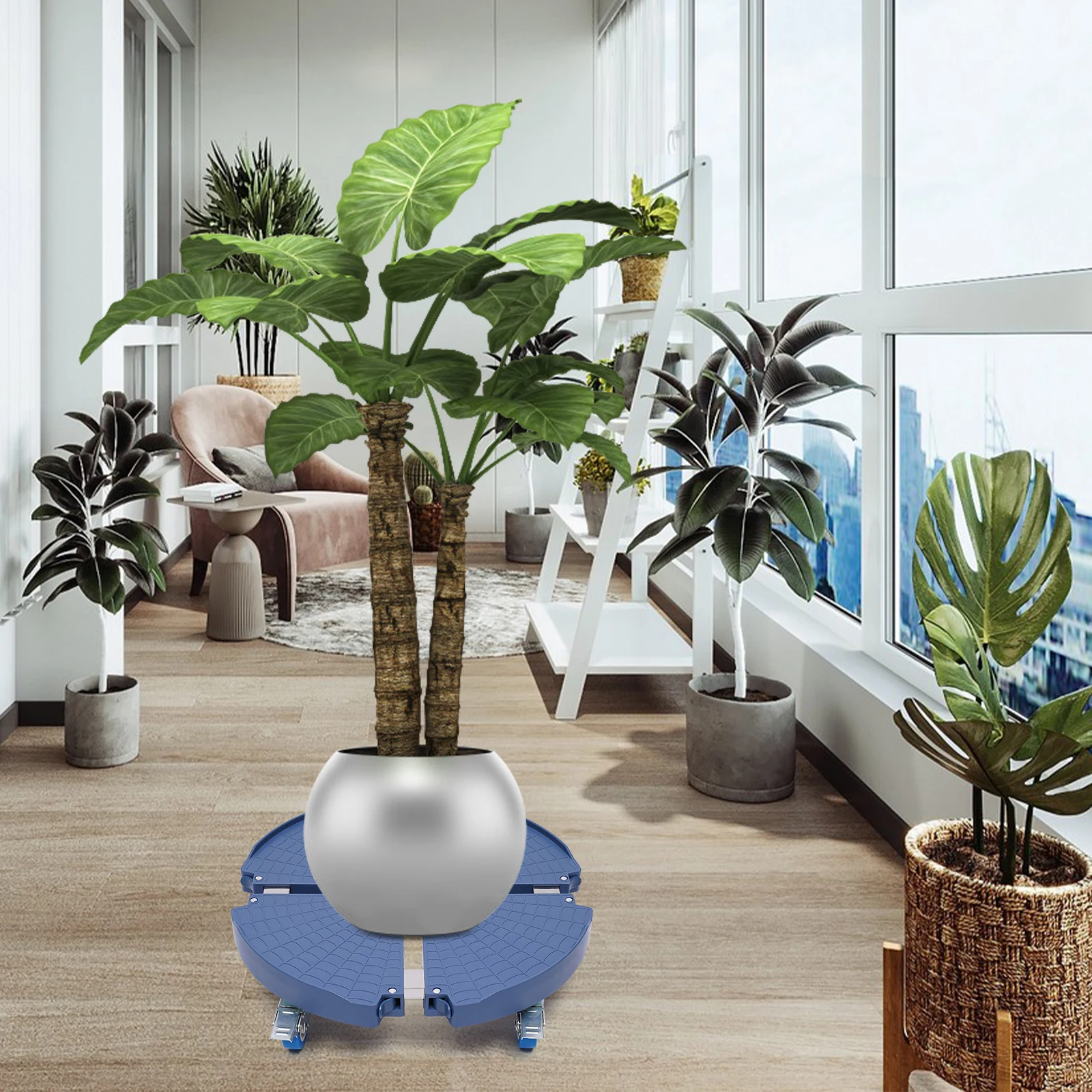 

Tubular Round Telescopic Planter Base with Brakes Wheels, Heavy Duty Plant Caddy with 4 Twin Casters, 881lbs MAX Capacity