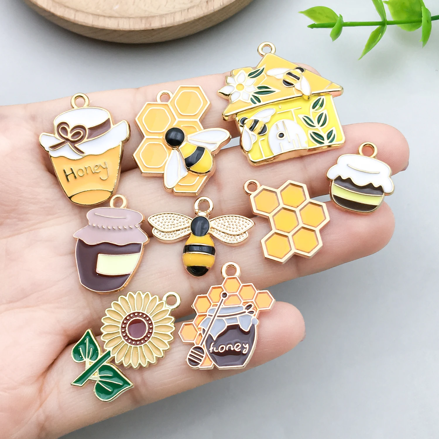  10/20 قطعة سلسلة النحل لطيف دلايات المعلقات منزل النحل العسل جرة سبائك الزنك المعلقات ل اليدوية DIY بها بنفسك مجوهرات اكسسوارات #2