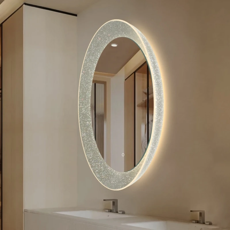 Bathroom Mirror Intelligent Luminous Wall Mirror Circular Makeup Mirror with Light Wall Mounted LED Decorative Salle De Bain