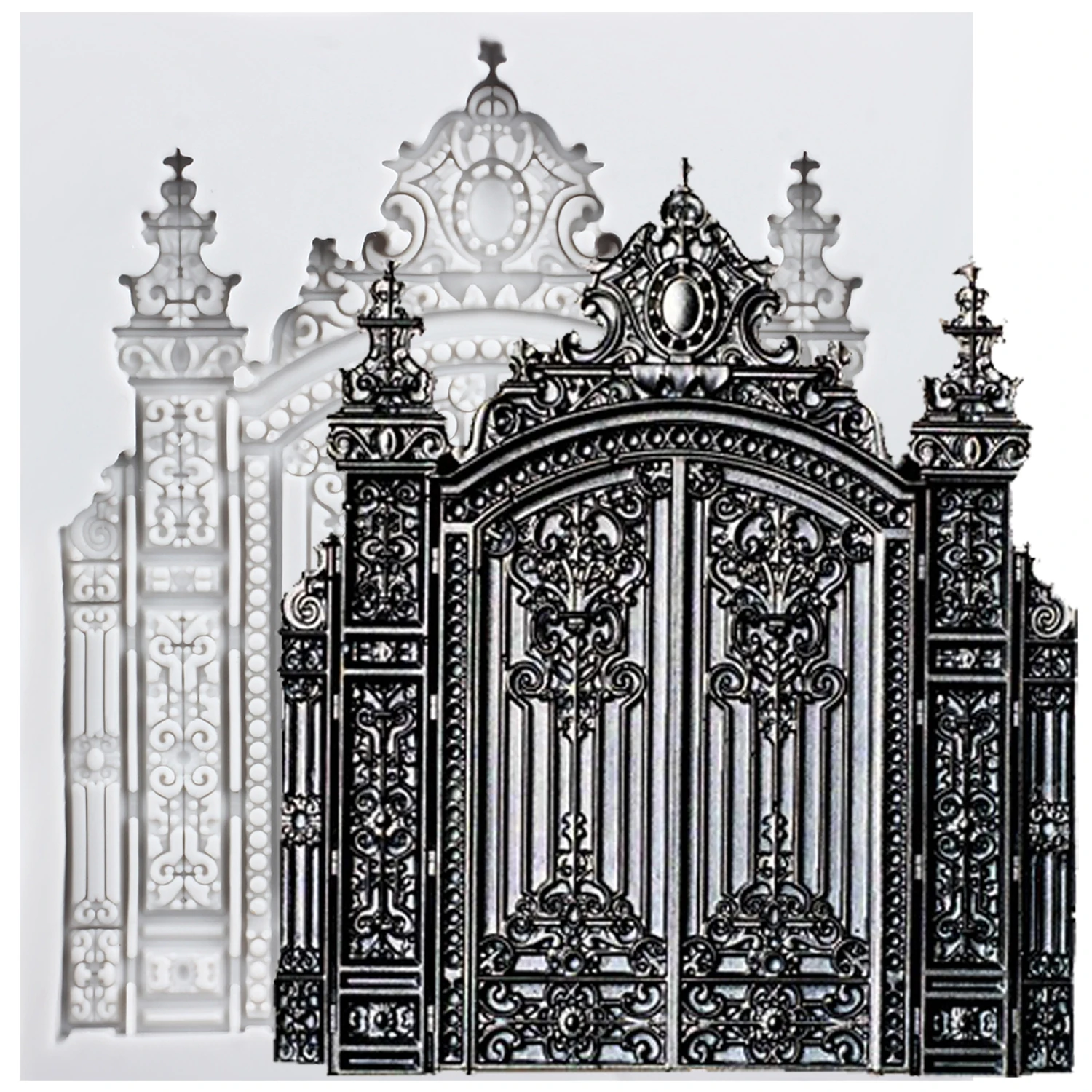 Castle Gate Silicone Molds Iron Gate Fondant Cake Decorating Tools Cupcake Topper Chocolate Candy Craft Gum Paste Polymer Clay