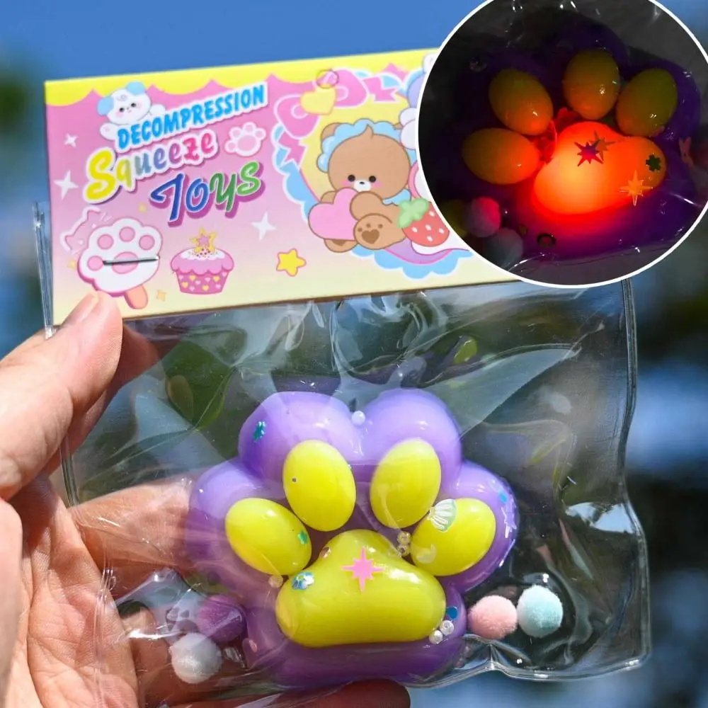 Nieuwigheid Kneden Glow Kat Poot Knijpspeeltje Siliconen Zachte Kat Poot Fidget Speelgoed Kleurrijke 3D Kat Poot Pinch Speelgoed Kinderen Lastig Pop