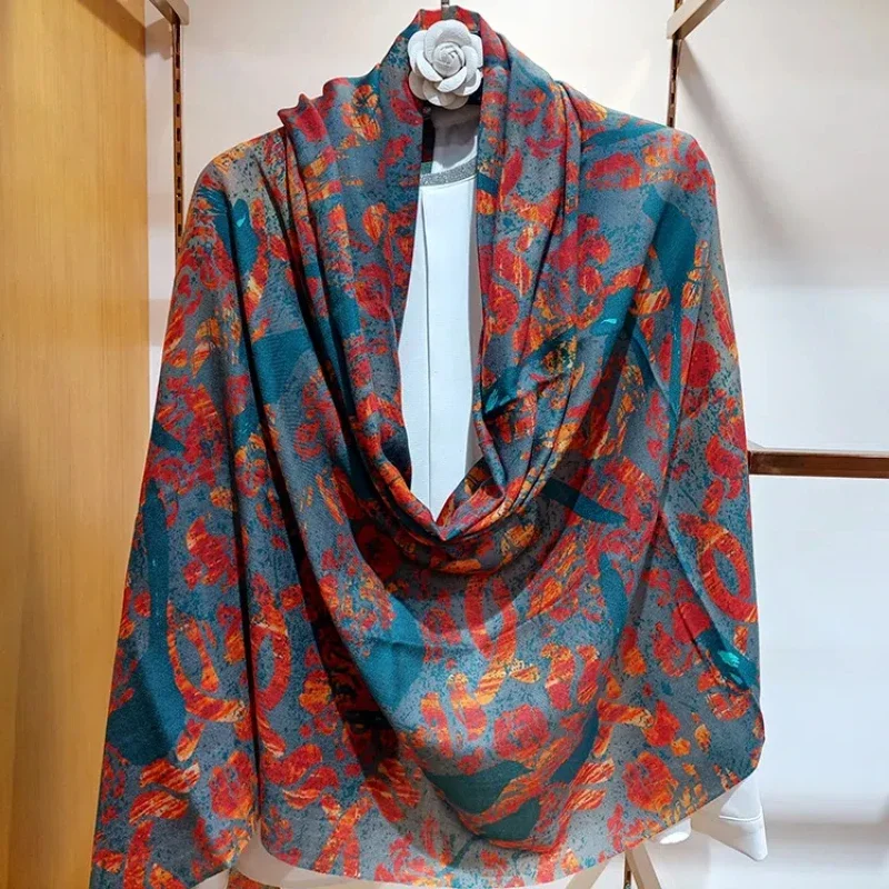 

New Cashmere Scarf Thin Shawl Long Scarf Women's Autumn and Winter Scarf Women Popular Print Warm Hijab flower Printed warm