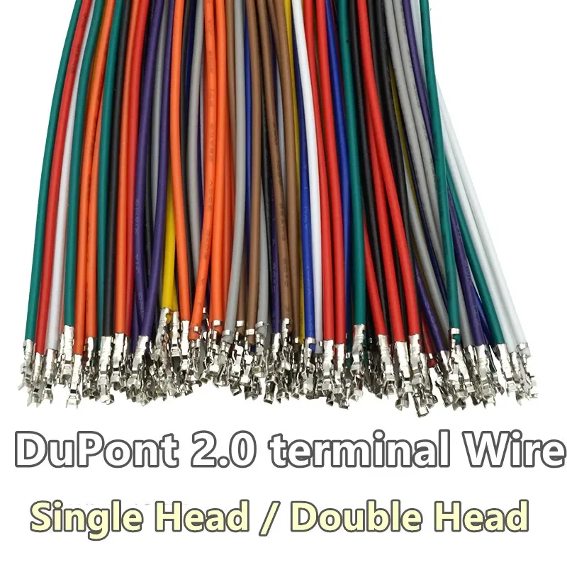 10/20PCS LOT DuPont 2.0 Terminal Wire Color Electronic Connection Cable 26AWG Single tinned / Double Head Female Temrinal