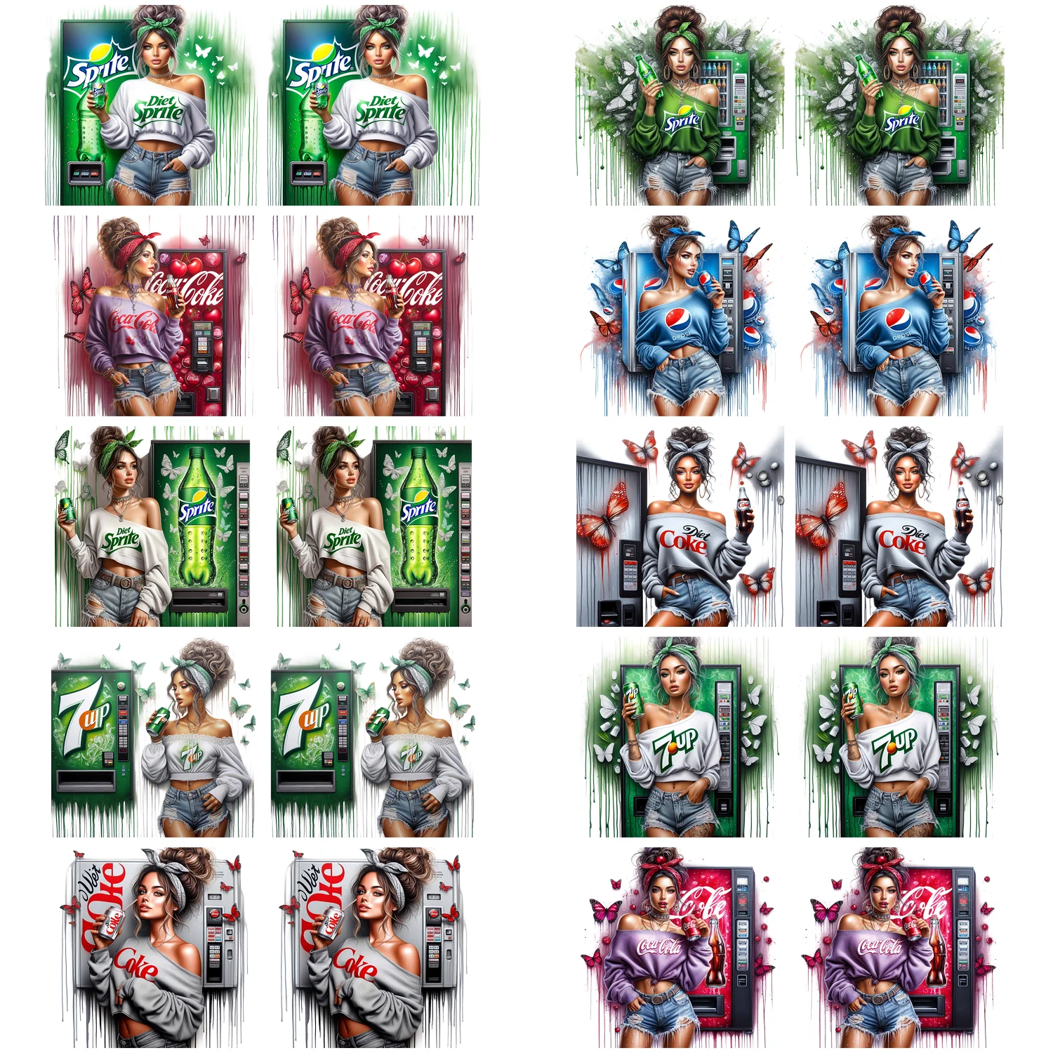 

Soda beverage series easy peel waterproof DIY Decals 3D transfers uvdtf stickers 16oz uv dtf cup wraps for Libbey Glasses