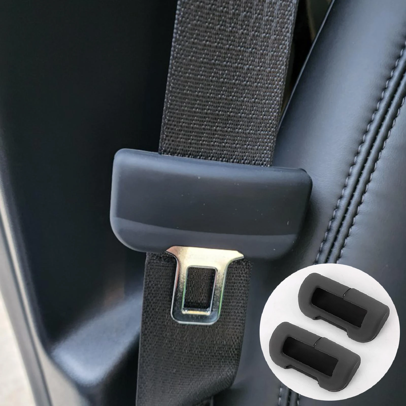 2pc cinto de segurança do carro anti risco protetor caso para tesla modelo 3 y 2024 cinto de segurança fivela capa macio silicone colisão acessórios
