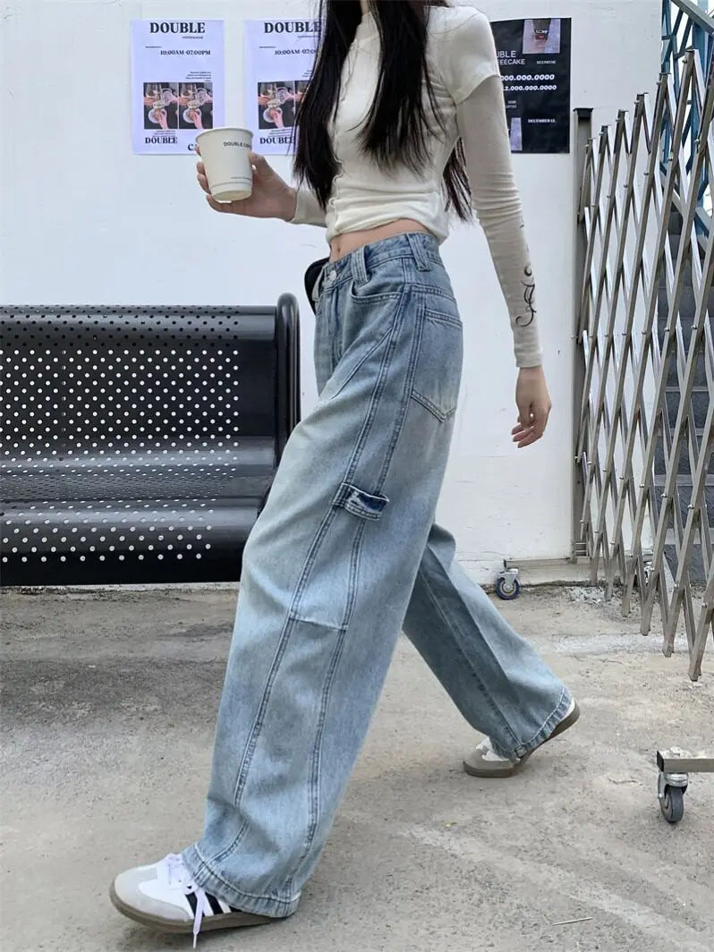 

American Style Loose Fit Women's Skinny Jeans High Waist Thin Spring New Design Casual Workwear High Street Floor-Length Pants