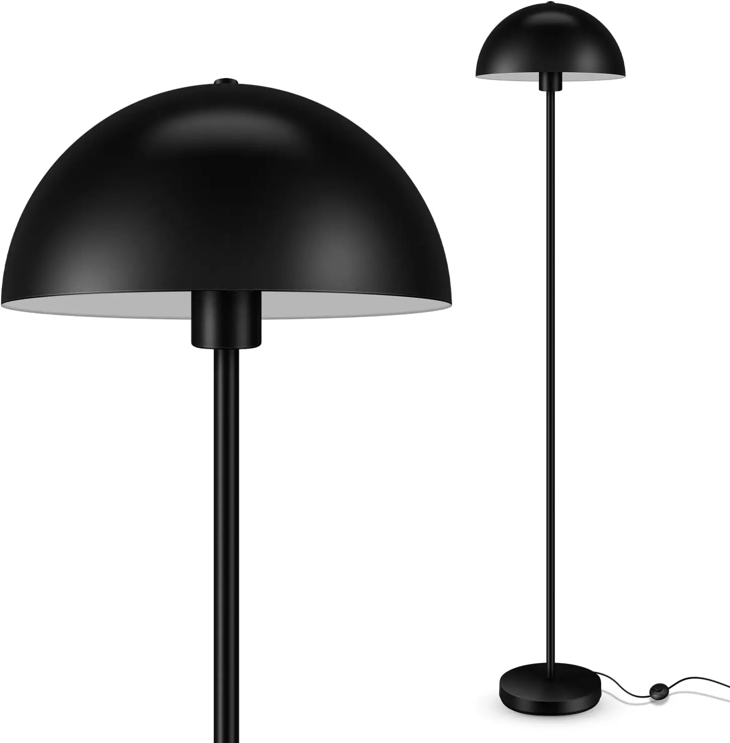 

66-Inch Modern Industrial Floor Lamp, Black Metal Dome Shade for Living Room, Bedroom, Office - No Bulb Included