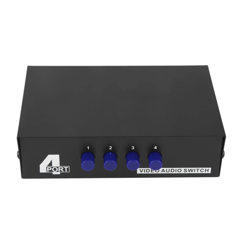 HFES 4 Port AV Switch RCA Switcher 4 In 1 Out Composite Video L/R Audio Selector Box For DVD STB Game Consoles