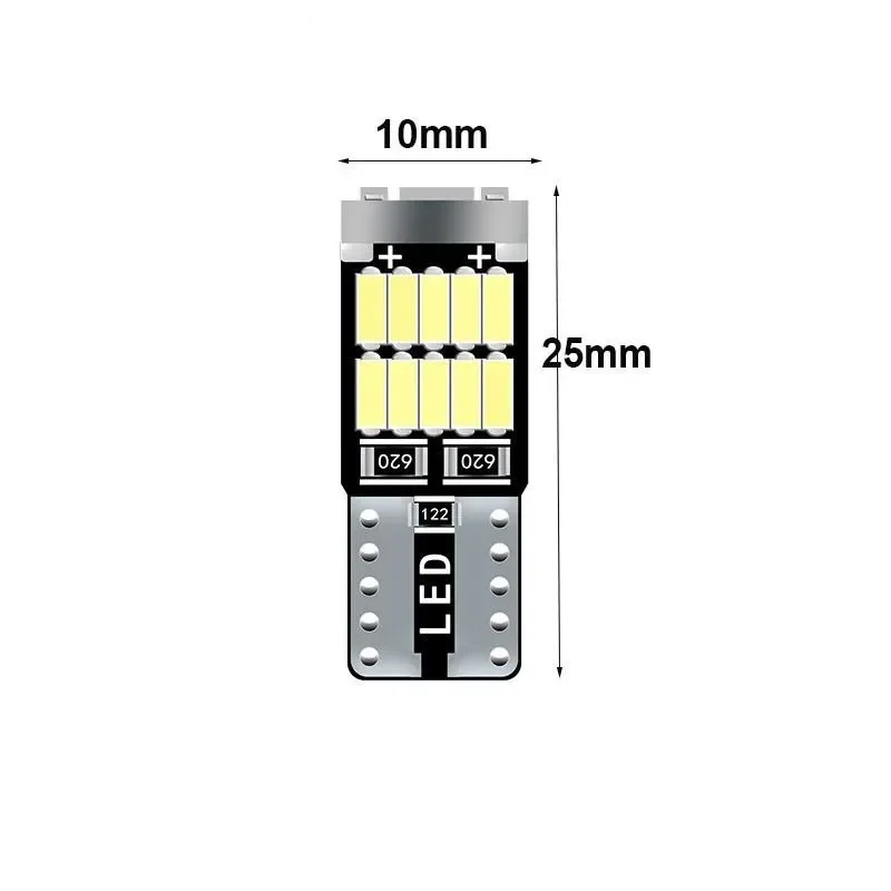 Éclairage intérieur de voiture No Brave Canbus, T10, W5W, 194, 501, Puce SMD 4014, Blanc pur, T10, 26, 10 pièces