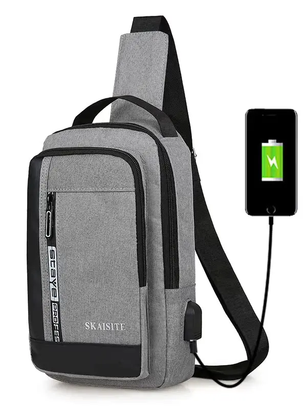 Casual Men's Chest Bag Oxford Cloth Large Capacity Single Shoulder Sling Bag Business USB New Trend Backpack Soft Foldable