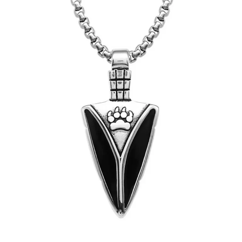 

Punk Oil Drop Spearhead Bear Claw Stainless Steel Men's Pendant Necklace