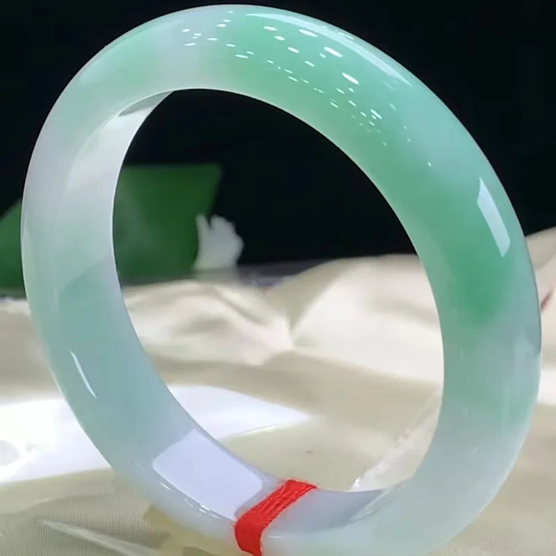 Natural Burmese Emerald Bangle for Girls, Fashionable Jadeite Bracelet in Light Sun Green