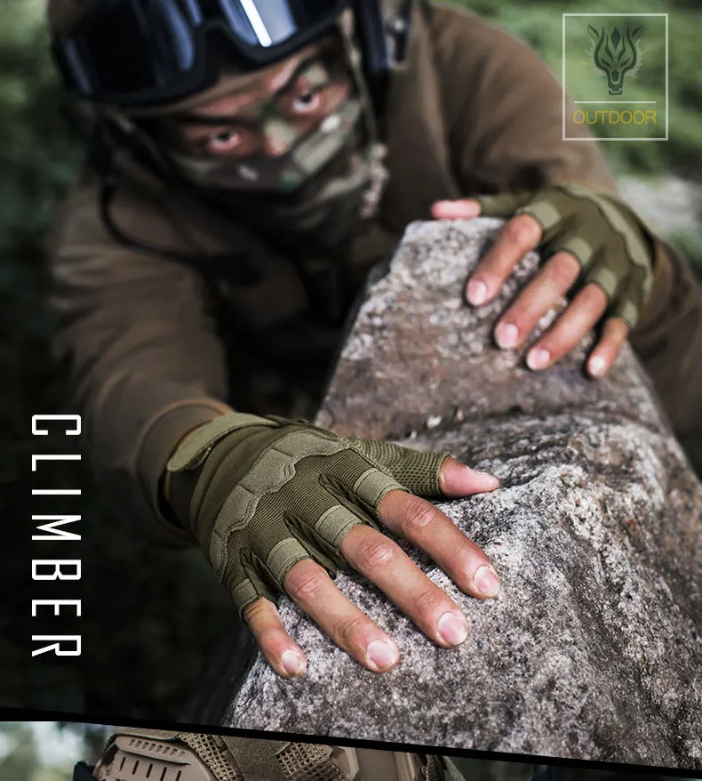 Taktische Fahrradhandschuhe für Männer und Frauen, fingerlos, für Workout, Aufprallschutz, Crossfit, rutschfest, für Airsoft, Fitness, Angeln, Wandern – Detail 11