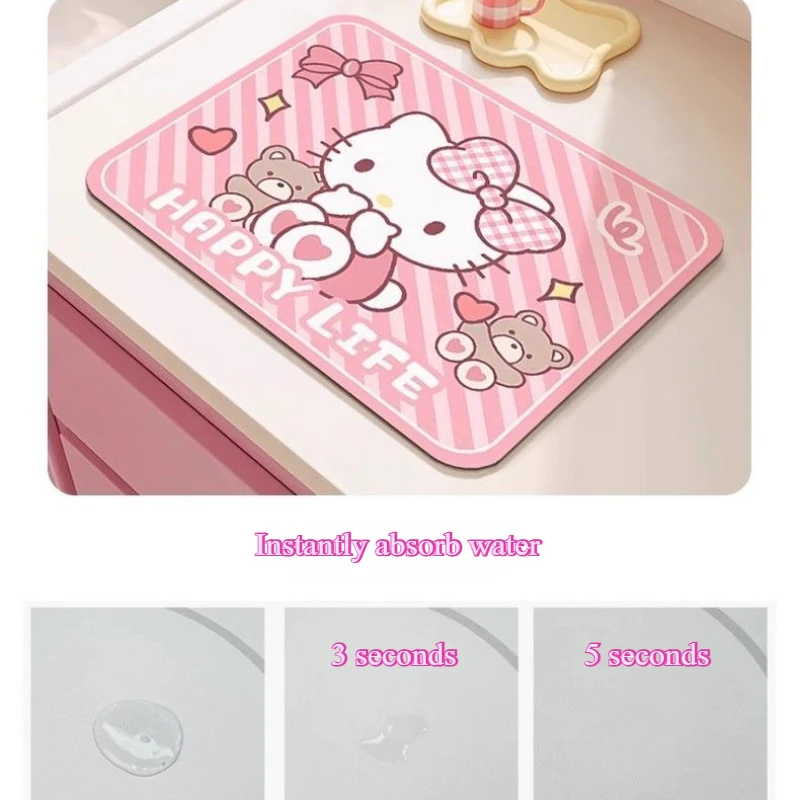 New Hello Kitty Sanrio Cartoon Heat Insulation Waterproof Fashion Kitchen Kawaii Coffee Coasters Cute Creative Meal Tray Pads