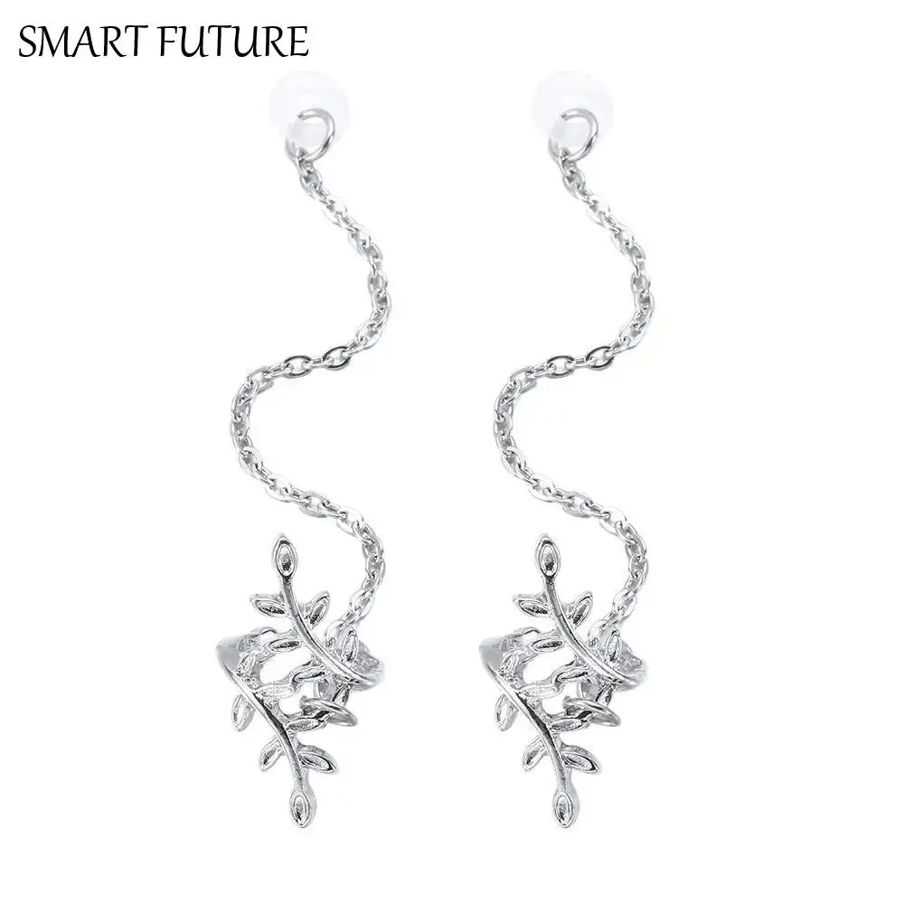 2pcs/pair Leaf Anti-Lost Earphone Clip Ear Decor Hollow Out Earphone Protection Chain Ear Clip Jewelry Headphone Chains