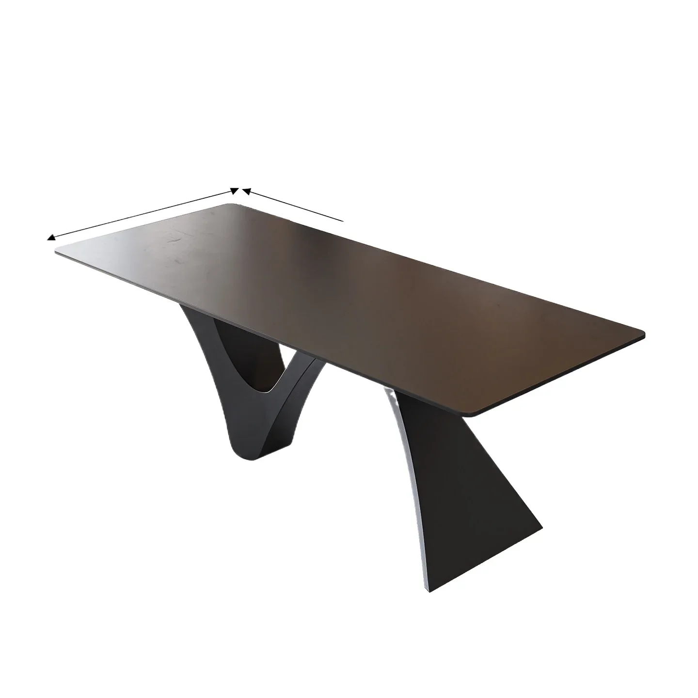 CX rectangular light luxury modern simple dining table French retro style pure black rock slab dining table
