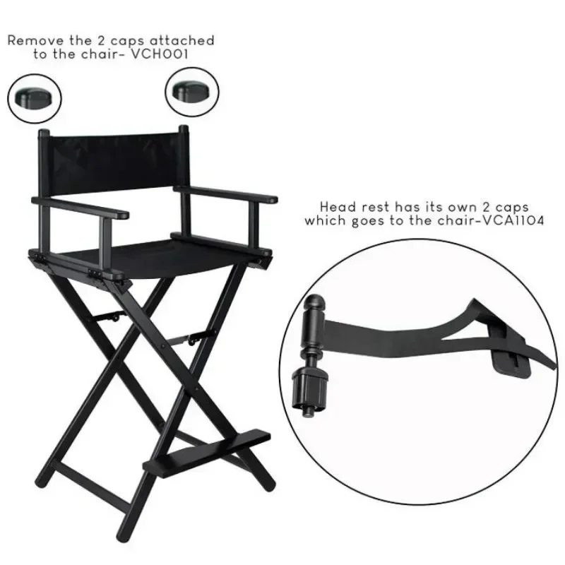 

-Modern Portable Aluminum Director Chair With Headrest - Portable Makeup Artist/Manager Folding Chair For Better Rest