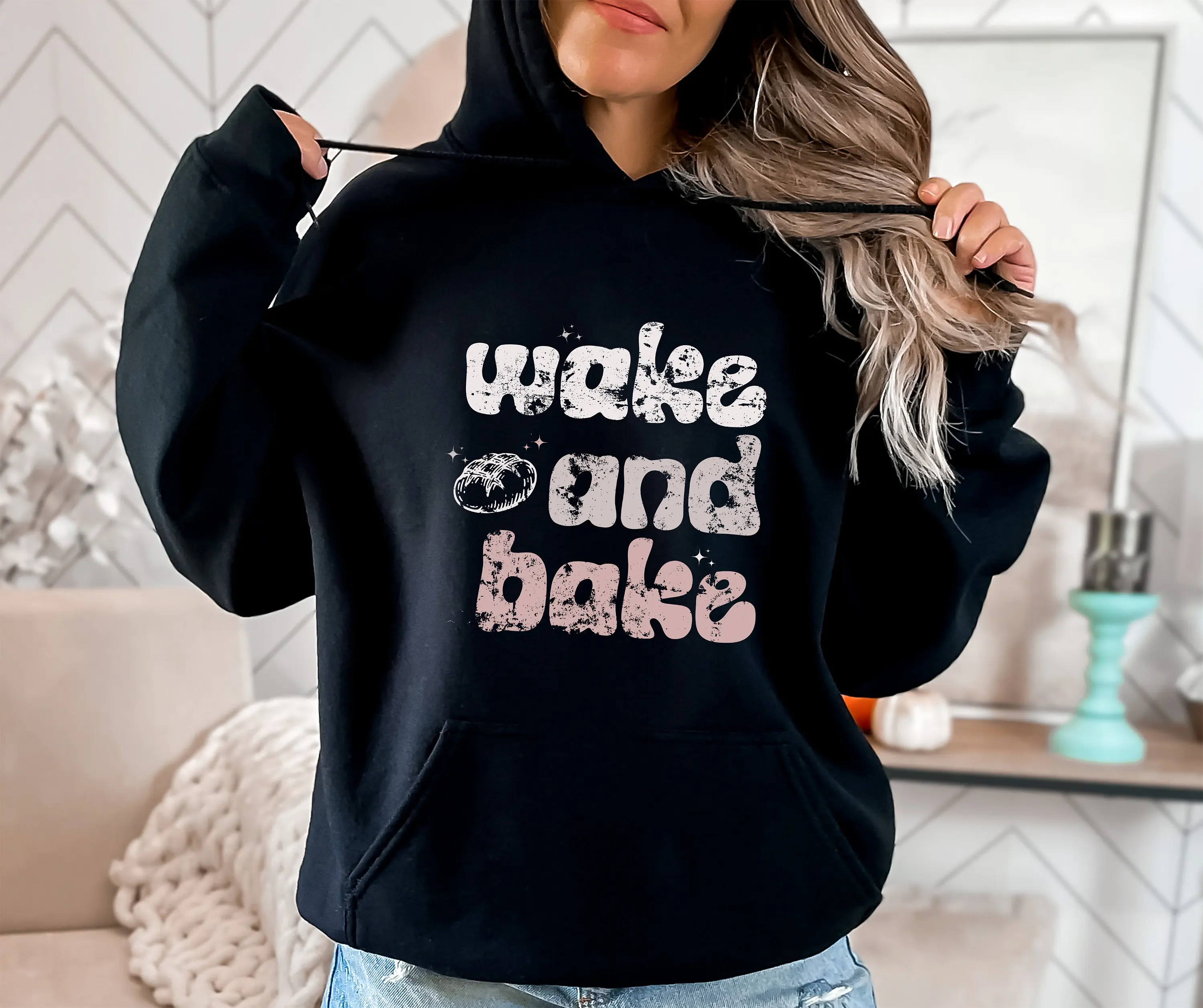 

Женская толстовка с капюшоном Wake and Bake, пуловер с длинными рукавами, модная осенне-зимняя одежда унисекс, топы Y2k, винтажная уличная одежда