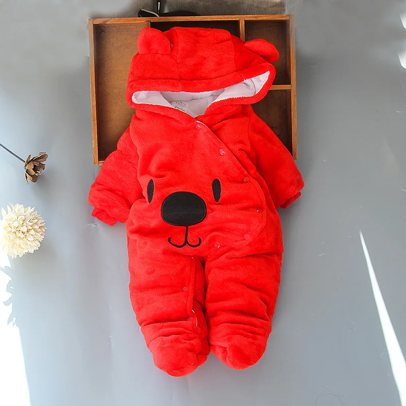 Winter NewBorn Clothes 2023 New Style Baby Boys Girls Romper Cartoon Bear Plush Cute Overall Jumpsuit For Kids Infant Clothing