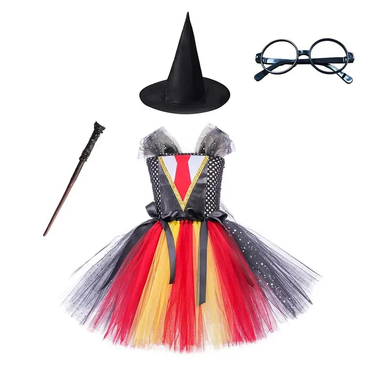 Magic Wizard cosplay costume Halloween party party witch tutu dress fluffy dress carnival children's birthday dress spider mesh