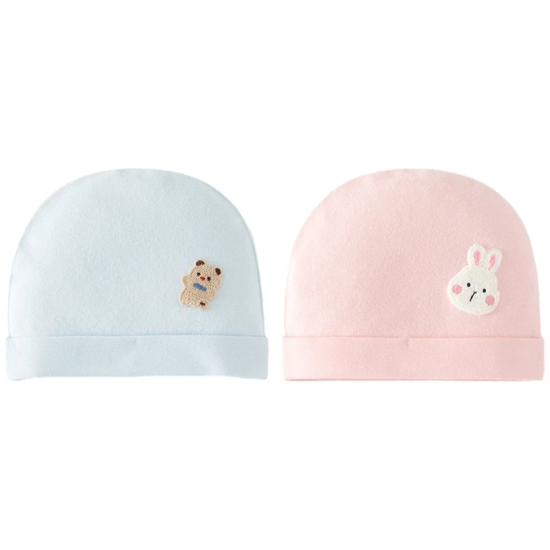 Cotton Baby Hat Soft Single Layer Bonnet Spring Summer Hospital Caps Breathable Newborn Essential for 0-3 Months Infants