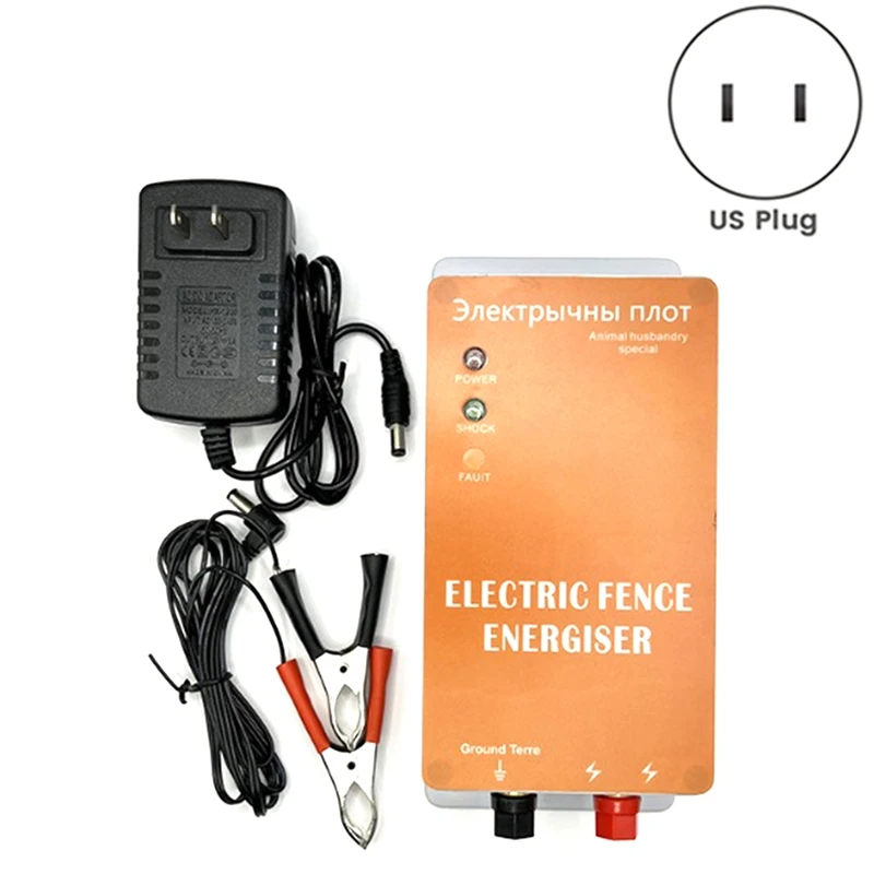 Electric Fence Solar Energiser Charger Controller Horse Cattle Poultry Farm Animal Fence Alarm Livestock Part - US Plug