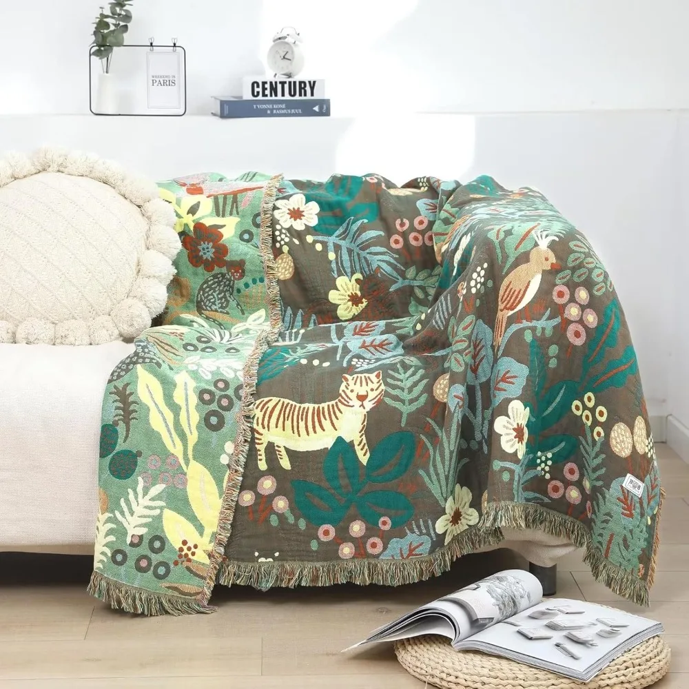 

Одеяло в стиле бохо для кровати — ультрамягкое одеяло из 100% хлопка в деревенском стиле, весеннее одеяло