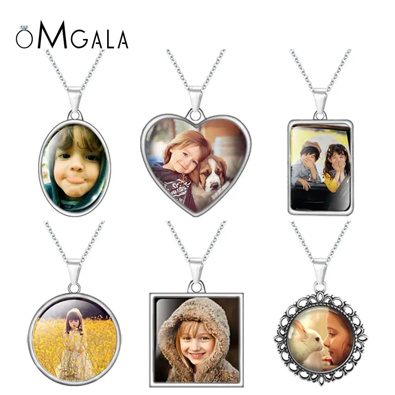 Personalized Memory Photo Pendant Double Side Customized Stainless Steel Chain Necklace for Family Members Anniversary Gift