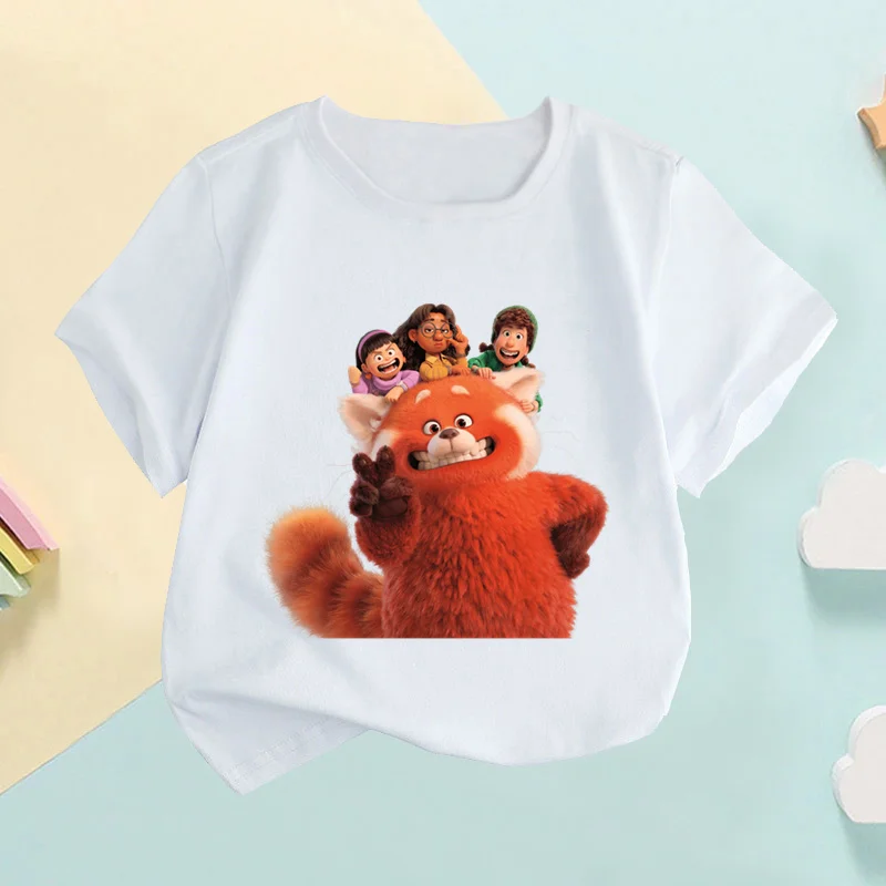 Turning Red Panda Mei Lee Print Cartoon Kids T-shirt Funny Children's Clothes Summer Baby Girls Tops Boys Short Sleeve T shirts